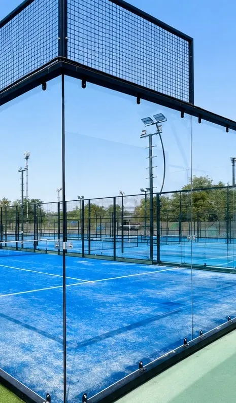 Club padel courts with glass walls